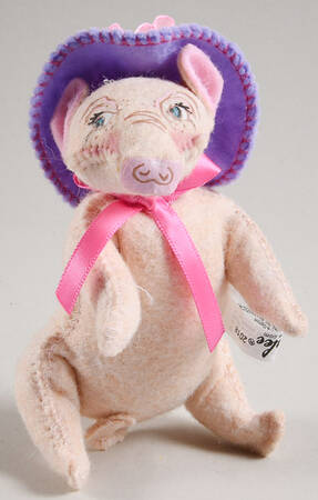 Analee Easter Dolls Spring Pig With Easter Bonnet - No Box