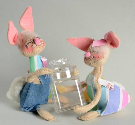 Analee Easter Dolls Country Boy & Girl With Candy Jar - No Box