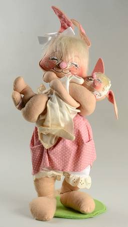 Analee Easter Dolls Mom Bunny W/ Baby - Pink Dress - No Box