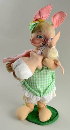 Analee Easter Dolls Mom W/Baby Green Checker Dress - No Box