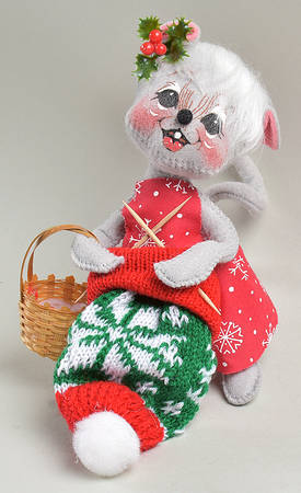 Christmas Mice Knitting Mrs. Mouse - No Box