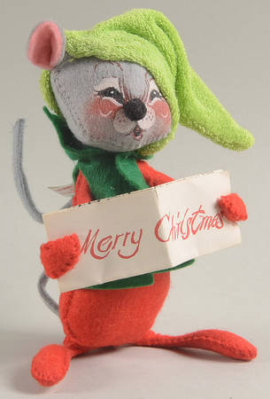 Christmas Mice Caroler Mouse- Green Cap - No Box