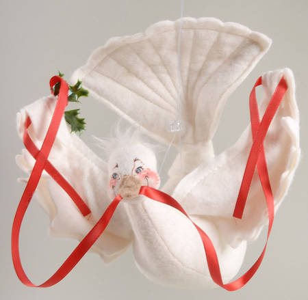 Annalee Christmas Doll Christmas Dove Mobile-Red Ribbon - No Box