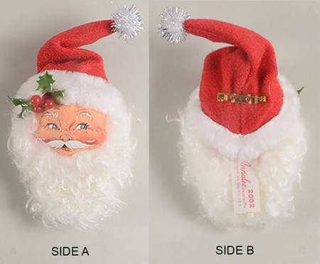 Annalee Christmas Ornaments Santa Head Ornament/Pin - No Box