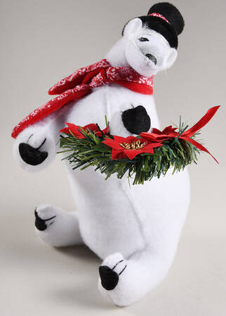 Annalee Christmas Doll Poinsettia Polar Bear - Nb648, No Box