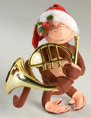 Annalee Christmas Doll Christmas Monkey With French Horn - Nb719, No Box