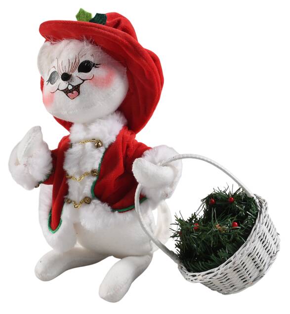 Christmas Mice Mrs Santa Mouse With Basket - No Box