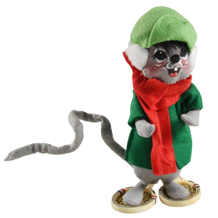 Christmas Mice Mouse With Tennis Racquet Snowshoes - No Box