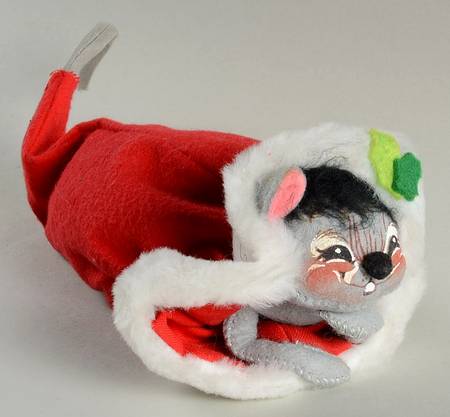 Christmas Mice Mouse In Flannel Santa Cap - No Box 42