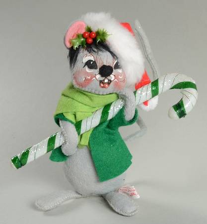 Christmas Mice Mouse With Candy Cane-Green - No Box
