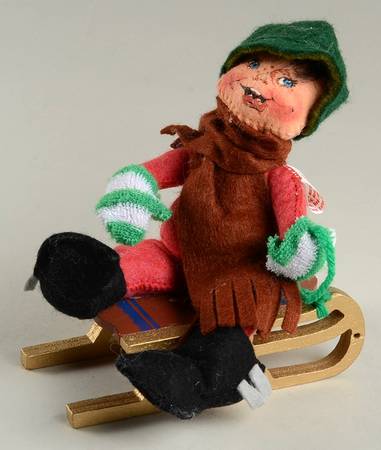 People Christmas Caroler Boy On Victorian Sled - No Box