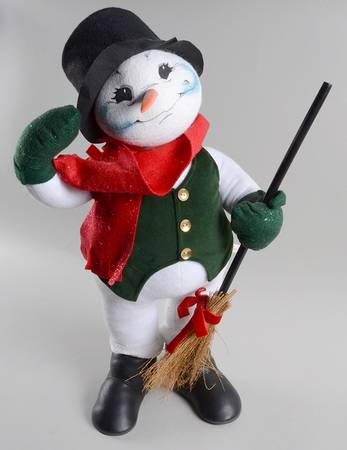 Annalee Christmas Doll Sweeping Snowman - No Box