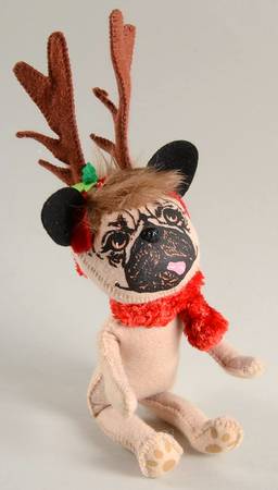 Annalee Christmas Doll Cozy Christmas Pug - No Box 108