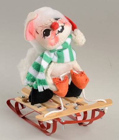Annalee Christmas Doll Bunny On Flexible Flyer Sled - No Box
