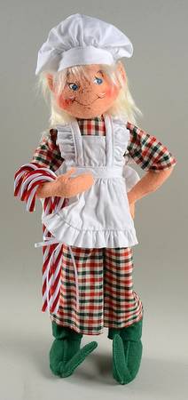 Annalee Christmas Doll Elf Girl Making Candy Canes - No Box