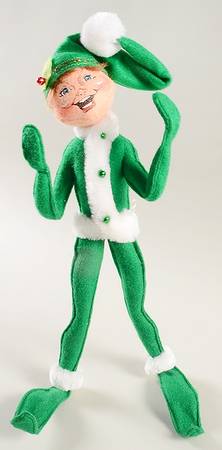 Annalee Christmas Doll Green Ribbon Elf - No Box