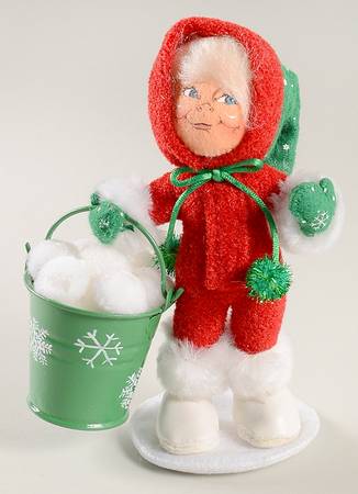 People Christmas Snowball Kid In Red With Bucket - No Box