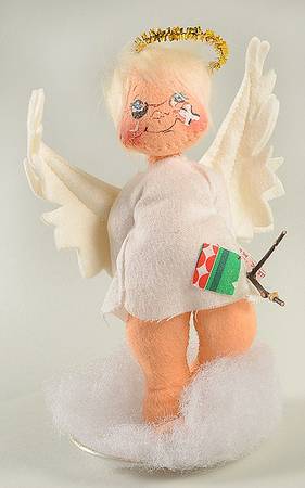 Annalee Christmas Doll Naughty Angel With Black Eye-White Gown - No Box 420