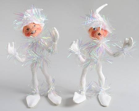 Annalee Christmas Doll Pair Of White Elf Dolls - No Box