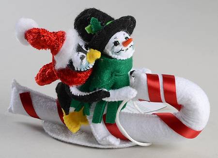 Annalee Christmas Doll Tobogganing Buddies Snowman Penguin - No Box