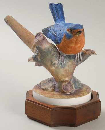 Albany Fine China Figurines Eastern Bluebird With Wooden Base - No Box