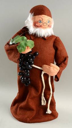 Annalee Dolls Monk-Bottle Cover Holding Grapes - No Box
