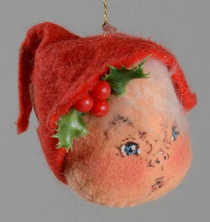 Annalee Christmas Ornaments Elf Head-Red - No Box