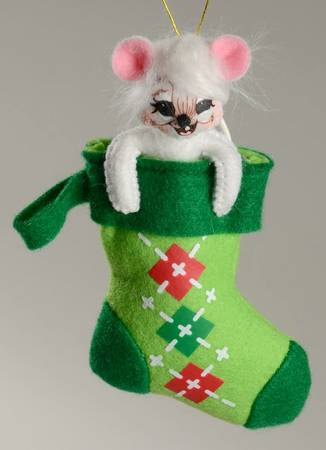 Annalee Christmas Ornaments Cheery Mouse In Stocking  - No Box