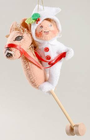 Annalee Christmas Ornaments Pj Kid On Stick Horse - No Box