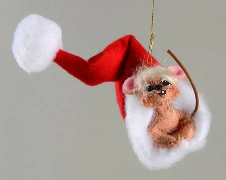 Annalee Christmas Ornaments Mouse In Santa's Hat-Blonde - No Box