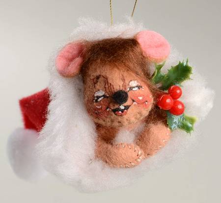 Annalee Christmas Ornaments Mouse In Santa's Hat - No Box