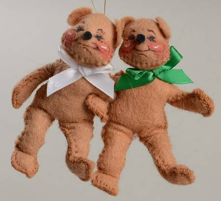 Annalee Christmas Ornaments Two Lovely Bears - No Box