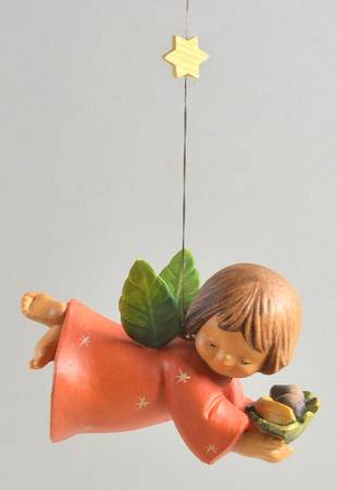 Ferrandiz Flying Angel Ornaments Angel With Leaf Of Fruit - Boxed