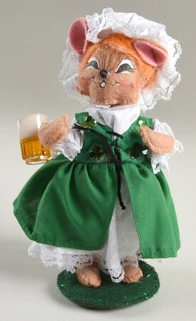 St Patrick's Day Mice Irish Pub Girl Mouse With Mug Of Beer - No Box