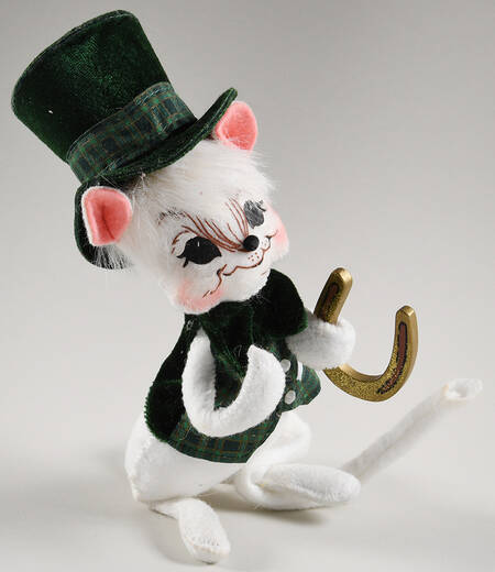 St Patrick's Day Mice Michael O'Mouse With Horseshoe - No Box