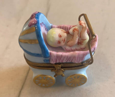 Al Limoges Box Baby In Carriage - No Box