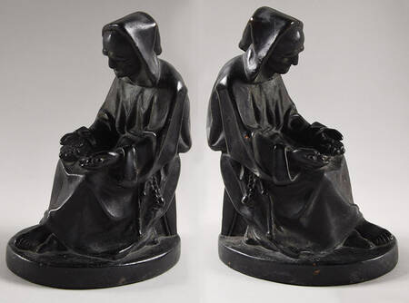 Armor Bronze Bookends Monk With Crucifix (Pair) - No Box