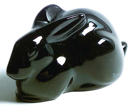 Baccarat Crystal Figurines Rabbit Crouching-Black - With Box Bx373