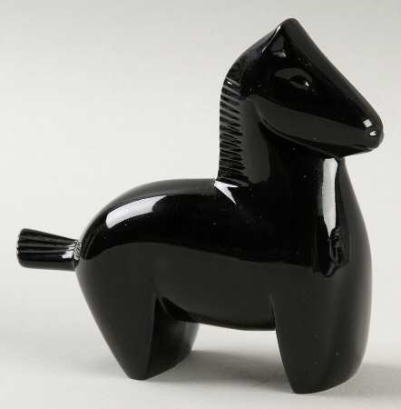 Baccarat Crystal Figurines Trojan Horse-Black - Boxed