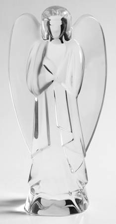 Baccarat Nativity Figurines Angel-Arms Folded-Frosted Wings - No Box