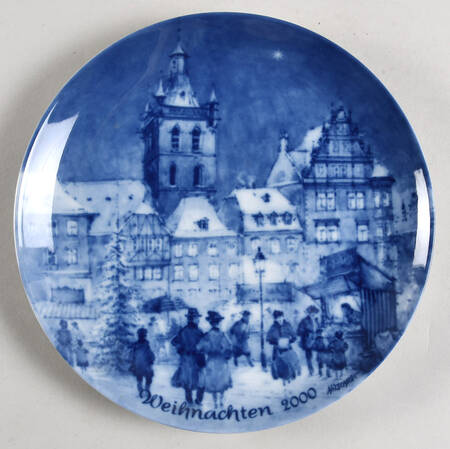 German Christmas Plates Christmas Eve In Frier - With Box