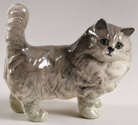 Beswick Figurine Persian Cat Standing-Gray - With Box