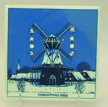Blue Delft Christmas Tile Windmill - Boxed