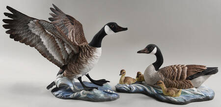 Boehm Birds Canada Geese W/ Goslings-Pair - No Box