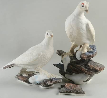 Boehm Birds Ptarmigan-Pair With Rock - No Box