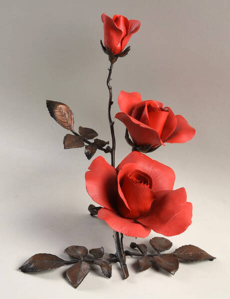 Porcelain & Bronze-Flowers Burning Love Centerpiece - No Box
