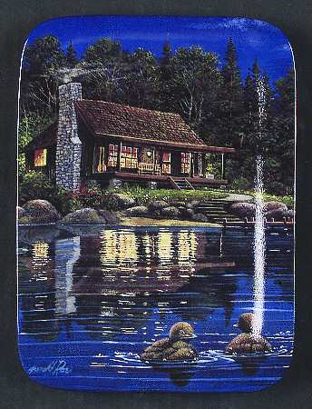 Reflection At Loon Landing Under The Light Of The Moon - No Box