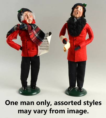 Traditional Assorted Carolers Man With Music-Red Coat - Nb1379, No Box