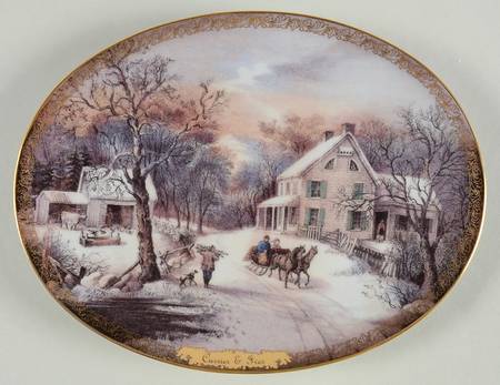 Currier & Ives Christmas Plates American Homestead Winter - No Box