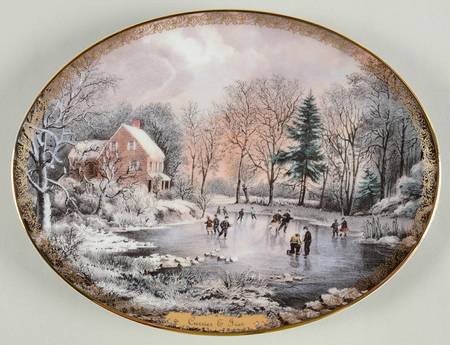 Currier & Ives Christmas Plates Early Winter - No Box
